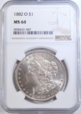 1882-O MORGAN DOLLAR, NGC MS-64