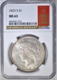 1923-S PEACE DOLLAR NGC MS-63