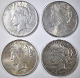 4-FINE OR BETTER PEACE DOLLARS