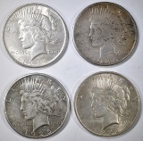 4-FINE OR BETTER PEACE DOLLARS