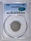 1886 LIBERTY NICKEL  PCG PO-01  CAC