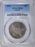 1918 LINCOLN COMMEM HALF DOLLAR  PCGS MS-64