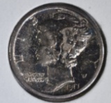 1917-D MERCURY DIME, GEM BU FSB NICE ORIGINAL TONE