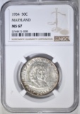 1934 MARYLAND COMMEM HALF NGC MS-67