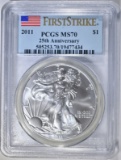 2011 AMERICAN SILVER EAGLE PCGS MS70 1st STRIKE