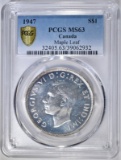 1947 CANADA DOLLAR MAPLE LEAF PCGS MS-63