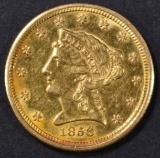 1856-S $2.5 GOLD LIBERTY  NICE BU  OLD CLEANING