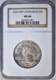 1925 VANCOUVER COMMEM HALF DOLLAR  NGC MS-66