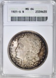 1921-S MORGAN DOLLAR  ANACS MS-64