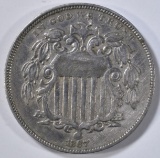 1867 RAYS SHIELD NICKEL XF/AU