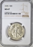 1935 WALKING LIBERTY HALF NGC MS-67