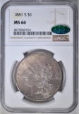 1881-S MORGAN DOLLAR NGC MS-66 CAC NICE COLOR