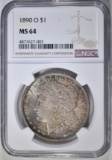 1890-O MORGAN DOLLAR NGC MS-64 COLOR