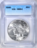 1935 PEACE DOLLAR ICG MS-64