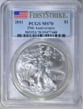 2011 AMERICAN SILVER EAGLE PCGS MS70 1st STRIKE