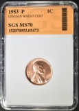 1953 LINCOLN CENT  SGS PERFECT GEM