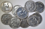 LOT OF 10 MIXED DATE FRANKLIN HALVES