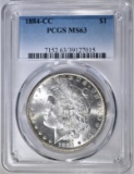 1884-CC MORGAN DOLLAR, PCGS MS-63 REV COLOR