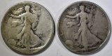 1918-S GOOD, & 19 VG WALKING LIBERTY HALF DOLLARS