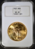 1927 $20 GOLD ST. GAUDENS NGC MS-65