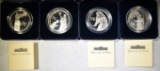 LOT OF 4 1993 100 FRANC SILVER PROOF COINS: