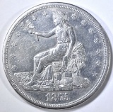 1875 TRADE DOLLAR AU CLEANED