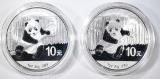 2-2014 ONE OUNCE SILVER CHINESE PANDA COINS