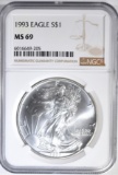1993  AMERICAN SILVER EAGLE NGC MS-69
