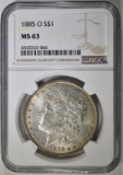 1885-O MORGAN DOLLAR, NGC MS-63