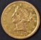 1851-O $5 GOLD LIBERTY  NICE AU