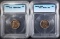 2 ICG GRADED LINCOLN CENTS:
