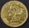 1844 $5 GOLD LIBERTY AU/BU