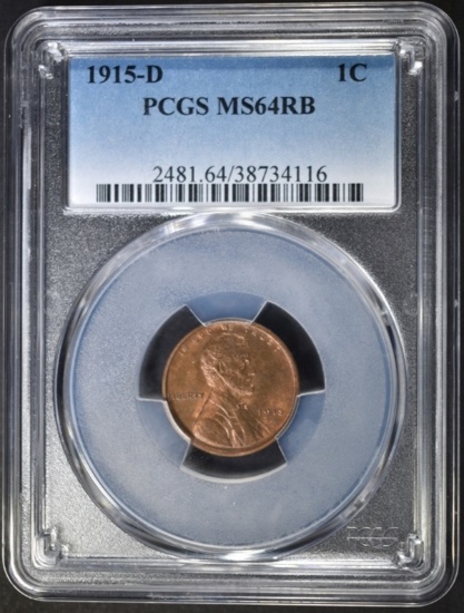 1915-D LINCOLN CENT PCGS MS-64 RB