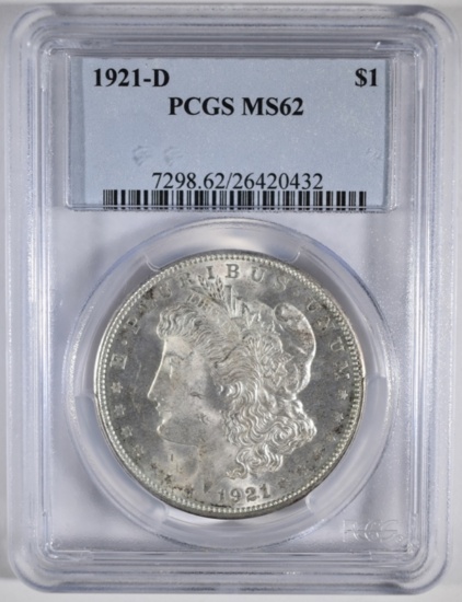 1921-D MORGAN DOLLAR, PCGS MS-62