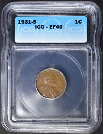1931-S LINCOLN CENT ICG EF-40