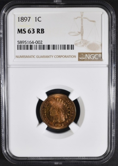 1897 INDIAN HEAD CENT, NGC MS-63 RB