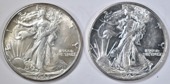 1942-P,D WALKING LIBERTY HALVES AU/BU