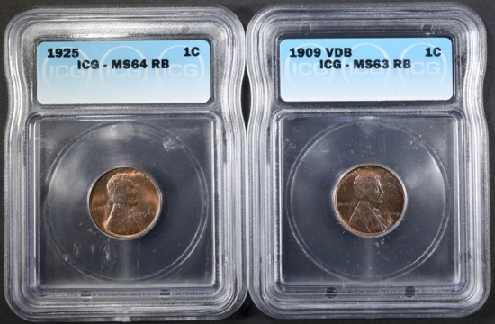 2 ICG GRADED LINCOLN CENTS: