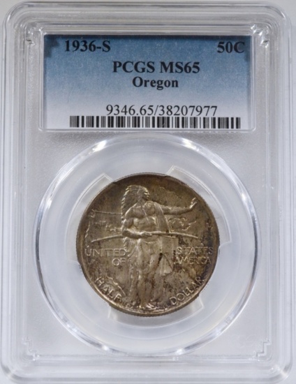 1936-S OREGON TRAIL COMMEM HALF PCGS MS-65