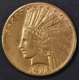 1911-D $10 GOLD INDIAN  CH AU