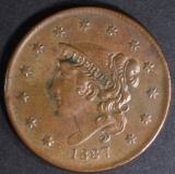 1837 LARGE CENT AU/BU