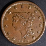 1840 SMALL DATE LARGE CENT XF