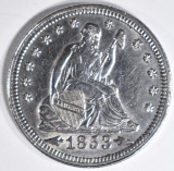 1853 ARROWS & RAYS SEATED LIBERTY QUARTER AU