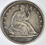 1865-S SEATED LIBERTY HALF XF