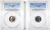 1965 & 1966 SMS ROOSEVELT DIMES, PCGS SP-67