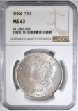 1884 MORGAN DOLLAR, NGC MS-63