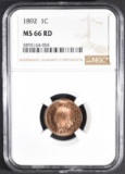 1892 INDIAN CENT, NGC MS-66 RED