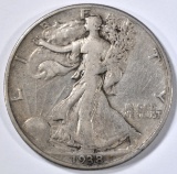 1938-D WALKING LIBERTY HALF DOLLAR, VF