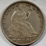 1854-O SEATED LIBERTY HALF DOLLAR XF+