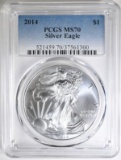 2014 AM. SILVER EAGLE, PCGS MS-70